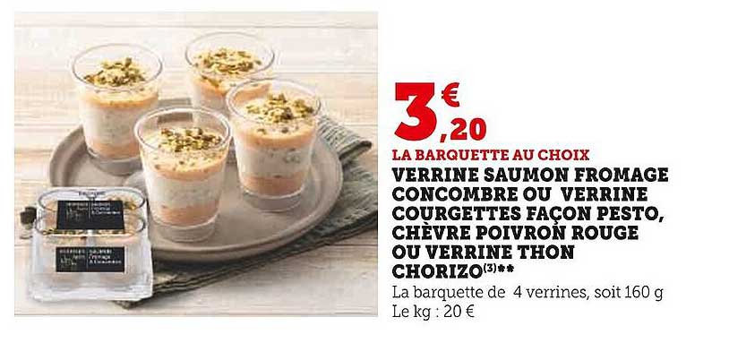 verrine saumon fromage concombre ou verrine courgettes façon pesto, chèvre poivron rouge ou verrine thon chorizo