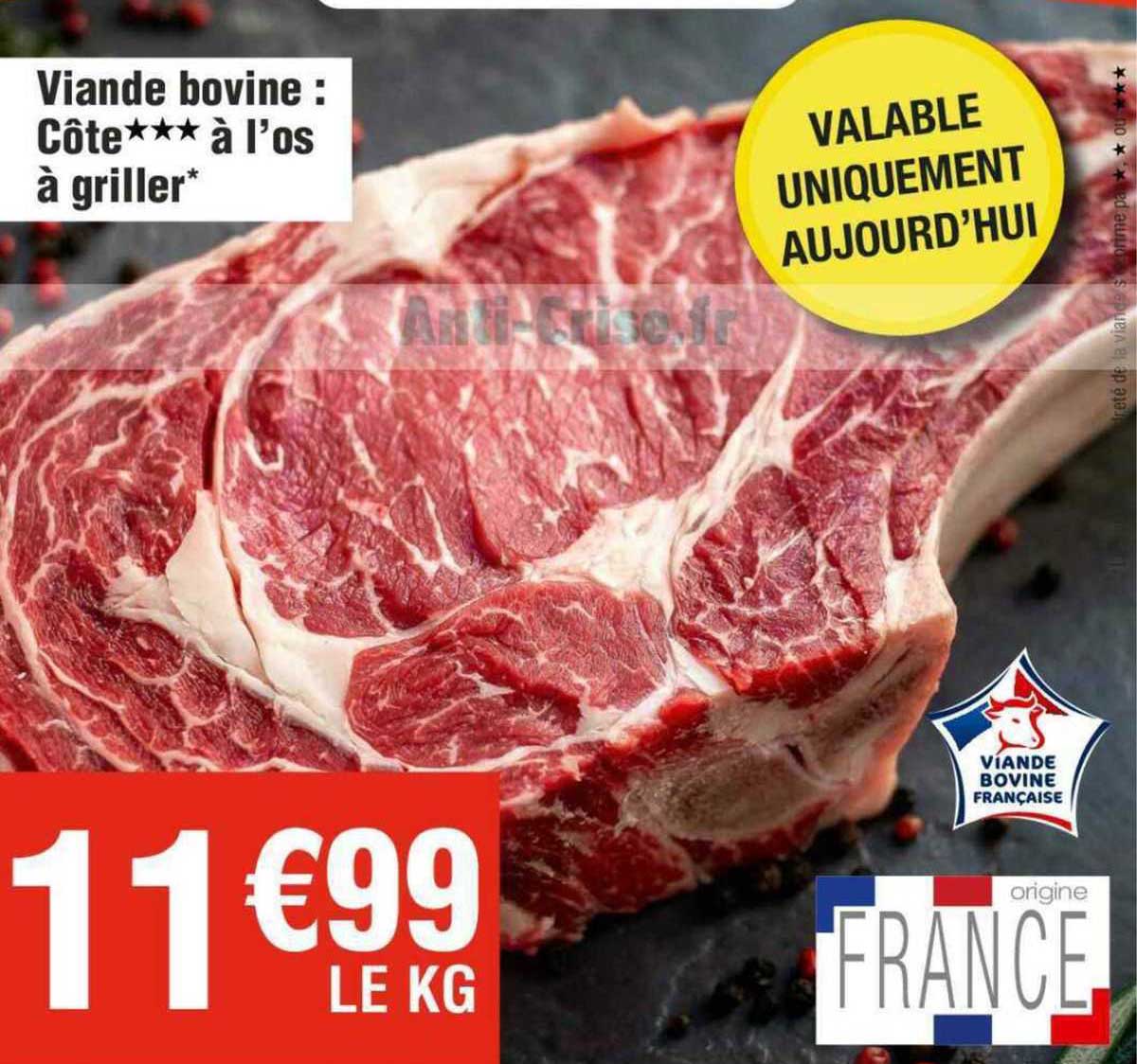 Viande Bovine : Côte*** à L'os à Griller