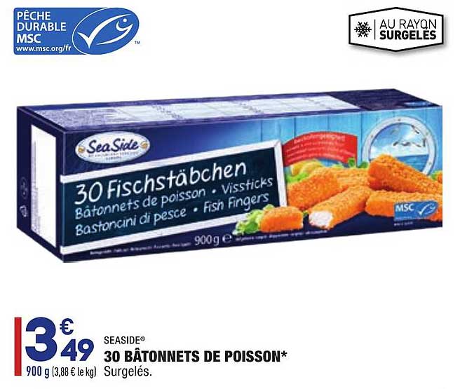 30 bâtonnets de poisson seaside