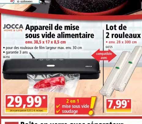 appareil de mise sous vide alimentaire jocca, lot de 2 rouleaux