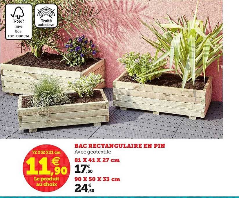 Bac Rectangulaire En Pin