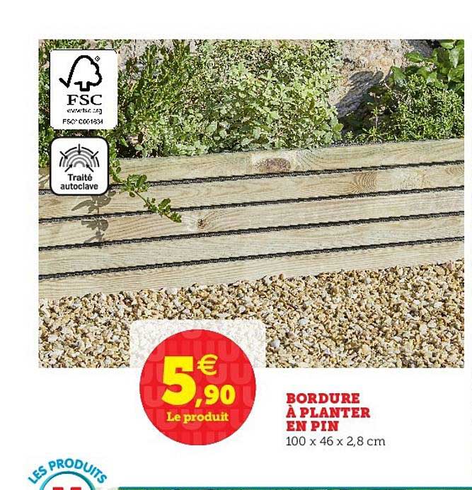 bordure à planter en pin