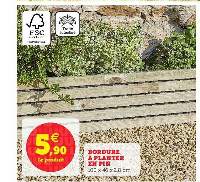 bordure à planter en pin