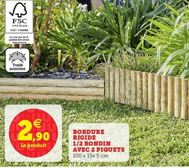 Bordure Rigide 1 2 Rondin Avec 2 Piquets