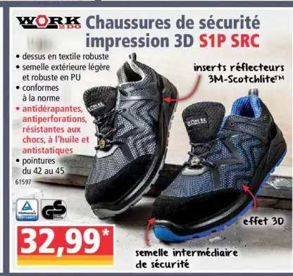 chaussures de sécurité impression 3d s1p src work