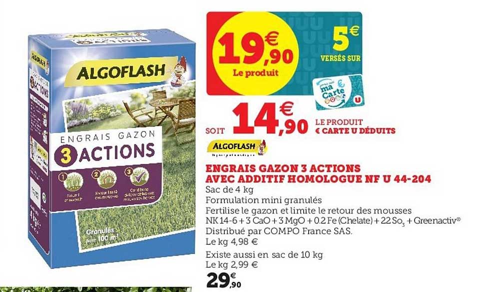engrais gazon 3 actions avec additif homologue nf u 44 204
