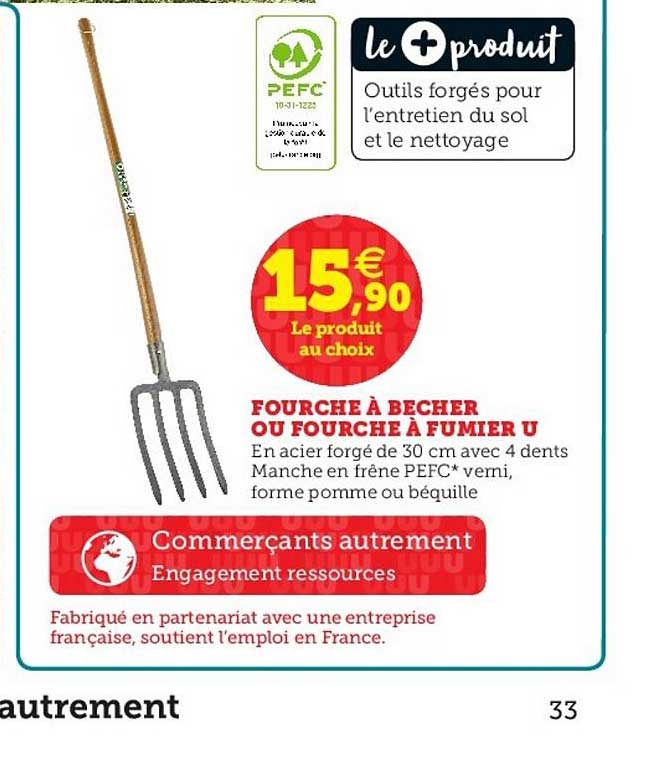 fourche à bécher ou fourche à fumier u