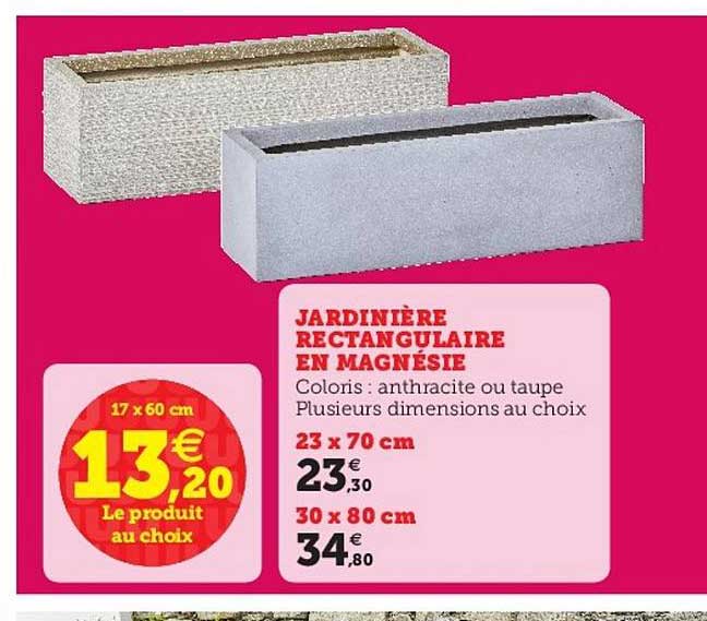 jardinière rectangulaire en magnésie