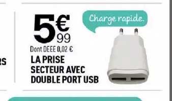 la prise secteur avec double port usb