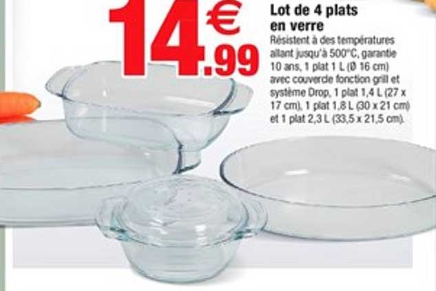 Lot De 4 Plats En Verre