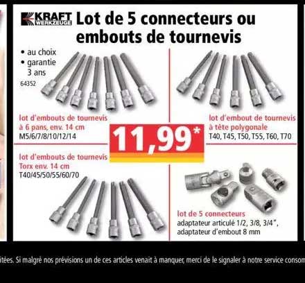 lot de 5 connecteurs ou embouts de tournevis kraft werkzeuge