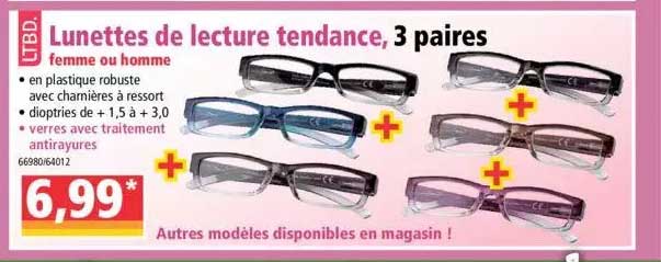 lunettes de lecture tendances, 3 paires