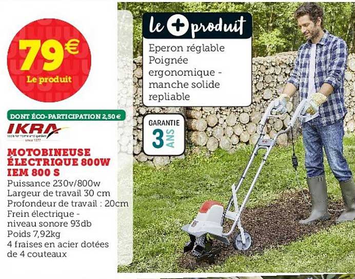 motobineuse électrique 800w iem 800 s ikra