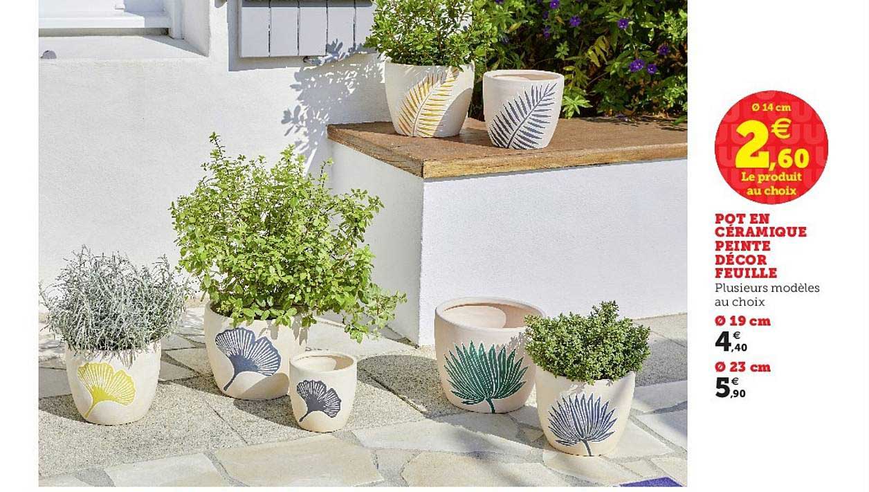 pot en céramique peinte décor feuille