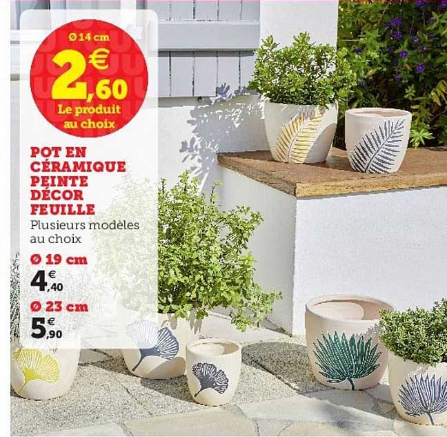 pot en céramique peinte décor feuille