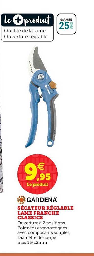 sécateur réglable lame franche classics gardena