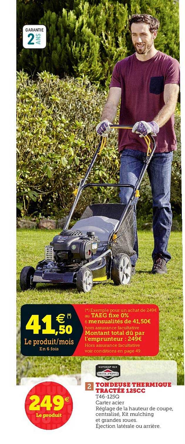 tondeuse thermique tractée 125cc