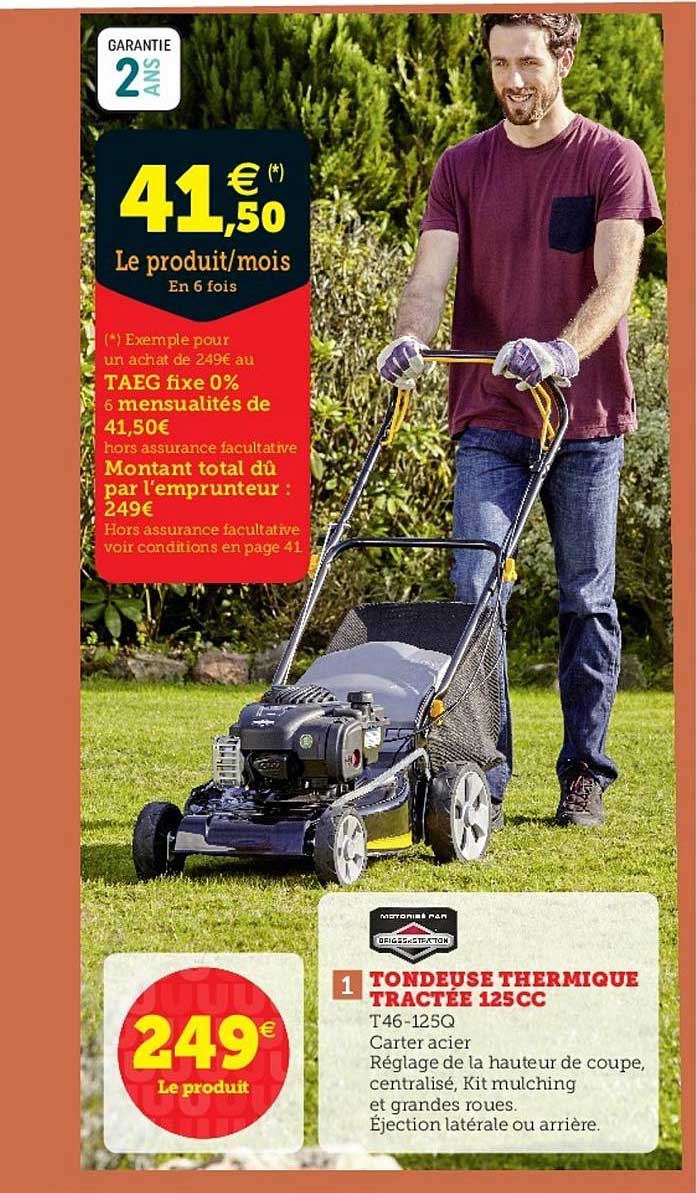 tondeuse thermique tractée 125cc