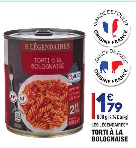 Torti à La Bolognaise Les Légendaires