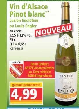 vin d'alsace pinot blanc lucien edelstein ou louis engler