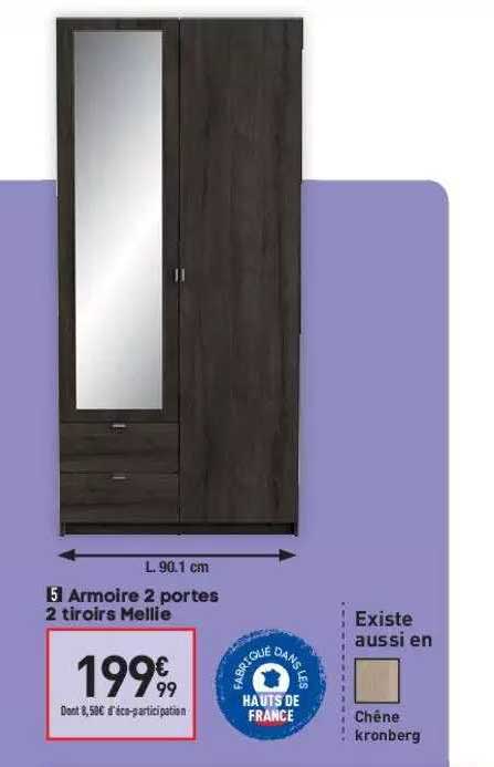 Armoire 2 Portes 2 Tiroirs Mellie