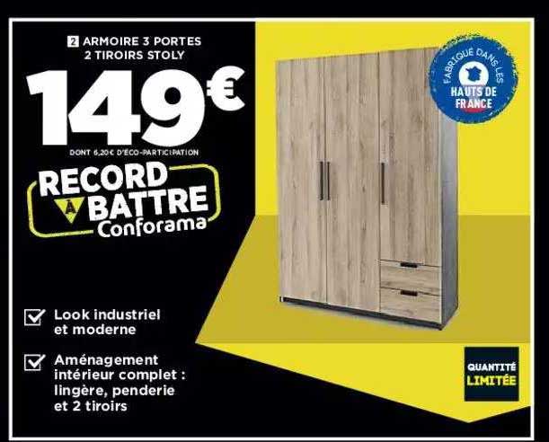 Armoire 3 Portes 2 Tiroirs Stoly