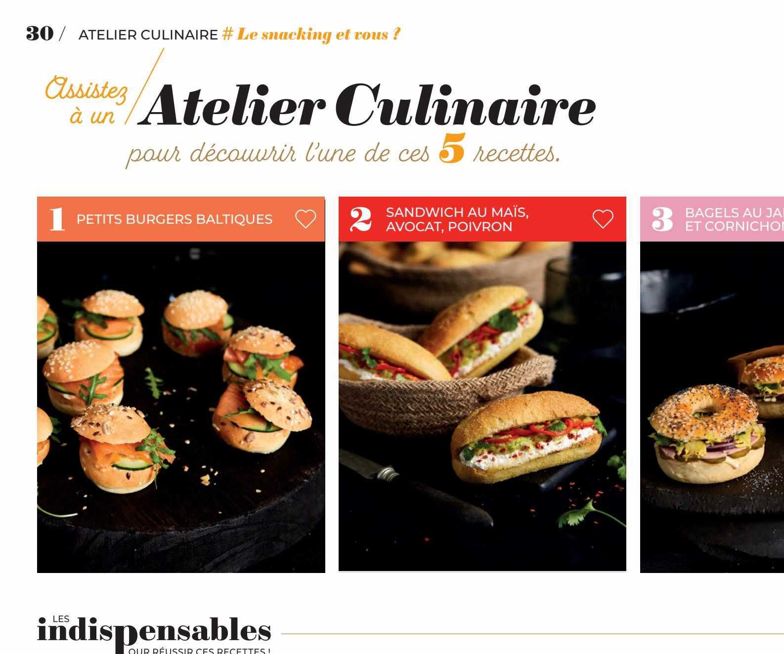 atelier culinaires pour découvrir l'une de ces 5 recettes