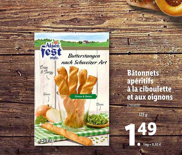 bâtonnets apéritifs à la ciboulette et aux oignons alpen fest style