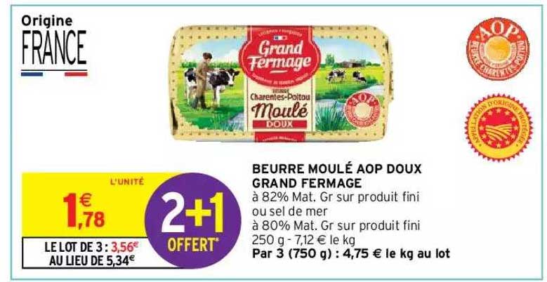 beurre moulé aop doux grand fermage