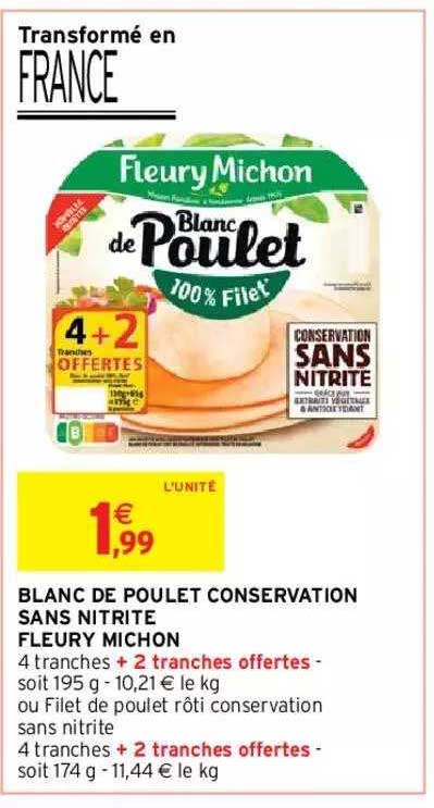 blanc de poulet conservation sans nitrite fleury michon