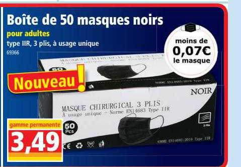 Boîte De 50 Masques Noirs