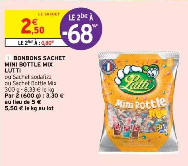 bonbons sachet mini bottle mix lutti