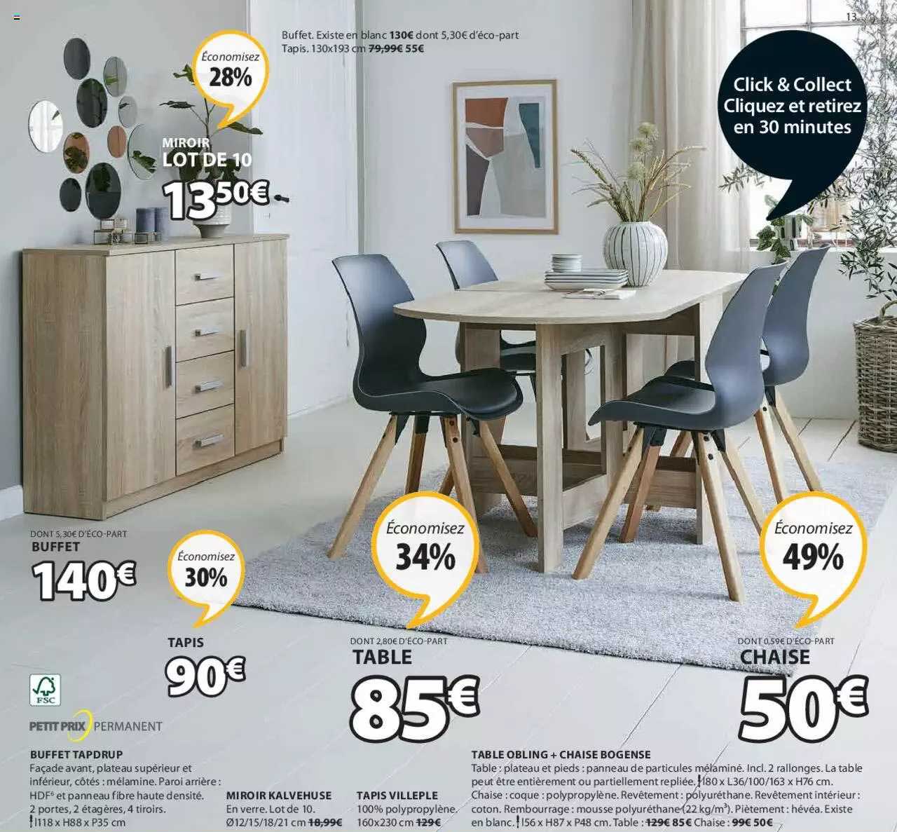 buffet taporup, miroir kalvehuse, tapis villeple, table obling + chaise bogense