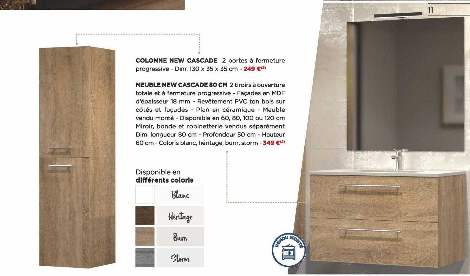 Colonne New Cascade, Meuble Cascade 80 Cm