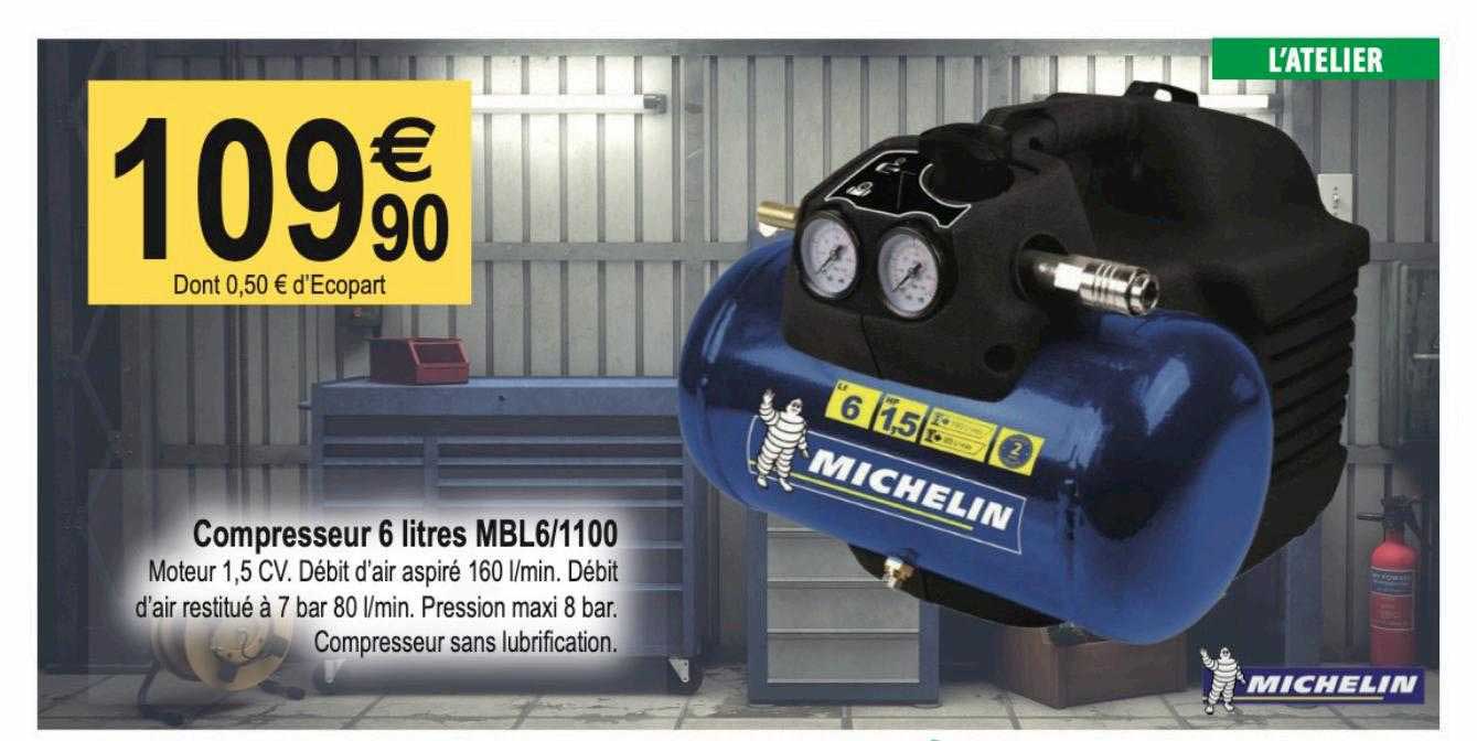compresseur 6 litres mbl 6-1100 michelin