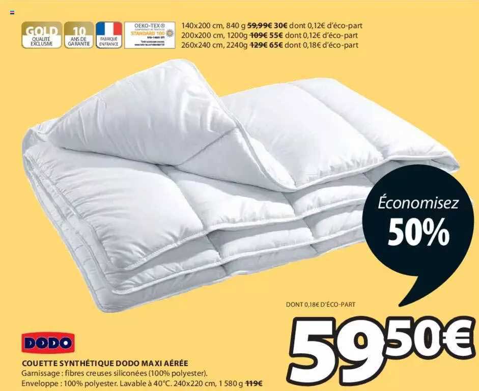 couette synthétique dodo maxi aérée