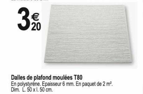 dalles de plafond moulées t80