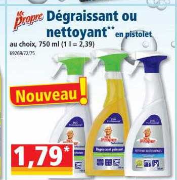 dégraissant ou nettoyant en pistolet mr. propre