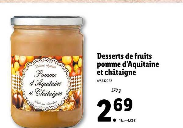 desserts de fruits pomme d'aquitaine et châtaigne