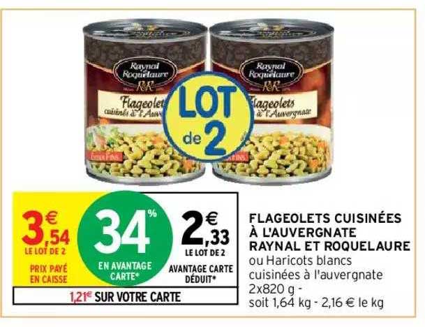 Flageolets Cuisinées à L'auvergnate Raynal Et Roquelaure