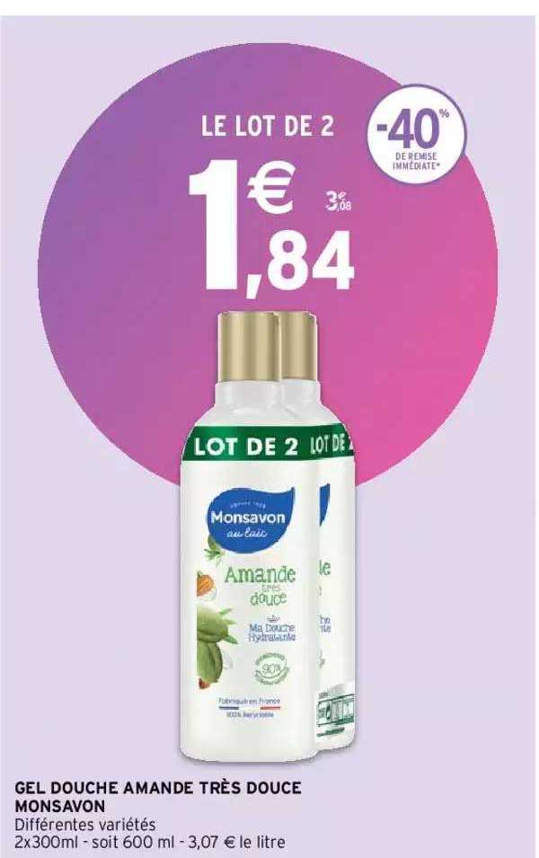 gel douche amande très douce monsavon