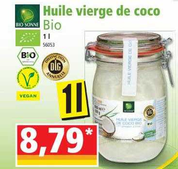 huile vierge de coco bio bio sonne