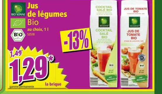 jus de légumes bio bio sonne