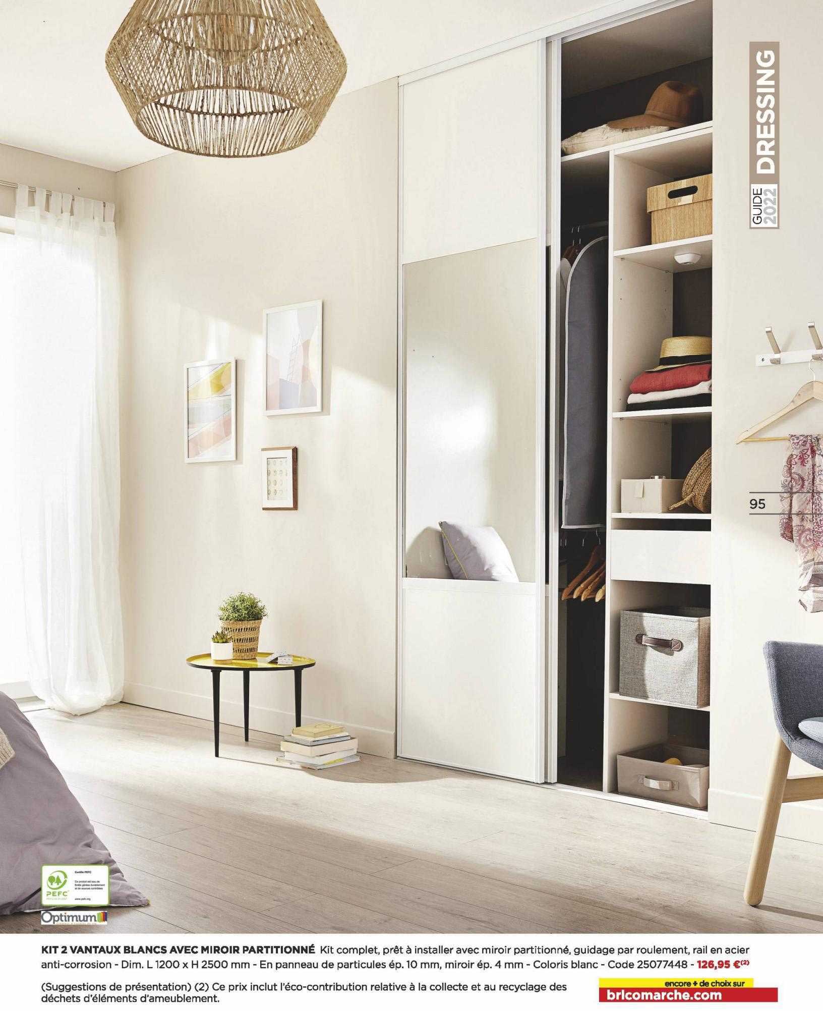 kit 2 vantaux blancs avec miroir partitionné