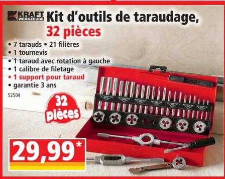 kit d'outils de taraudage, 32 pièces kraft werkzeuge