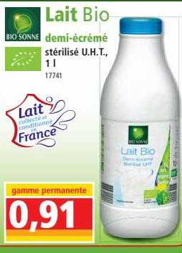 lait bio demi-écrémé bio sonne