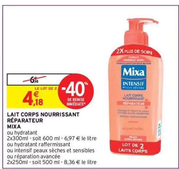 lait corps nourrissant réparateur mixa