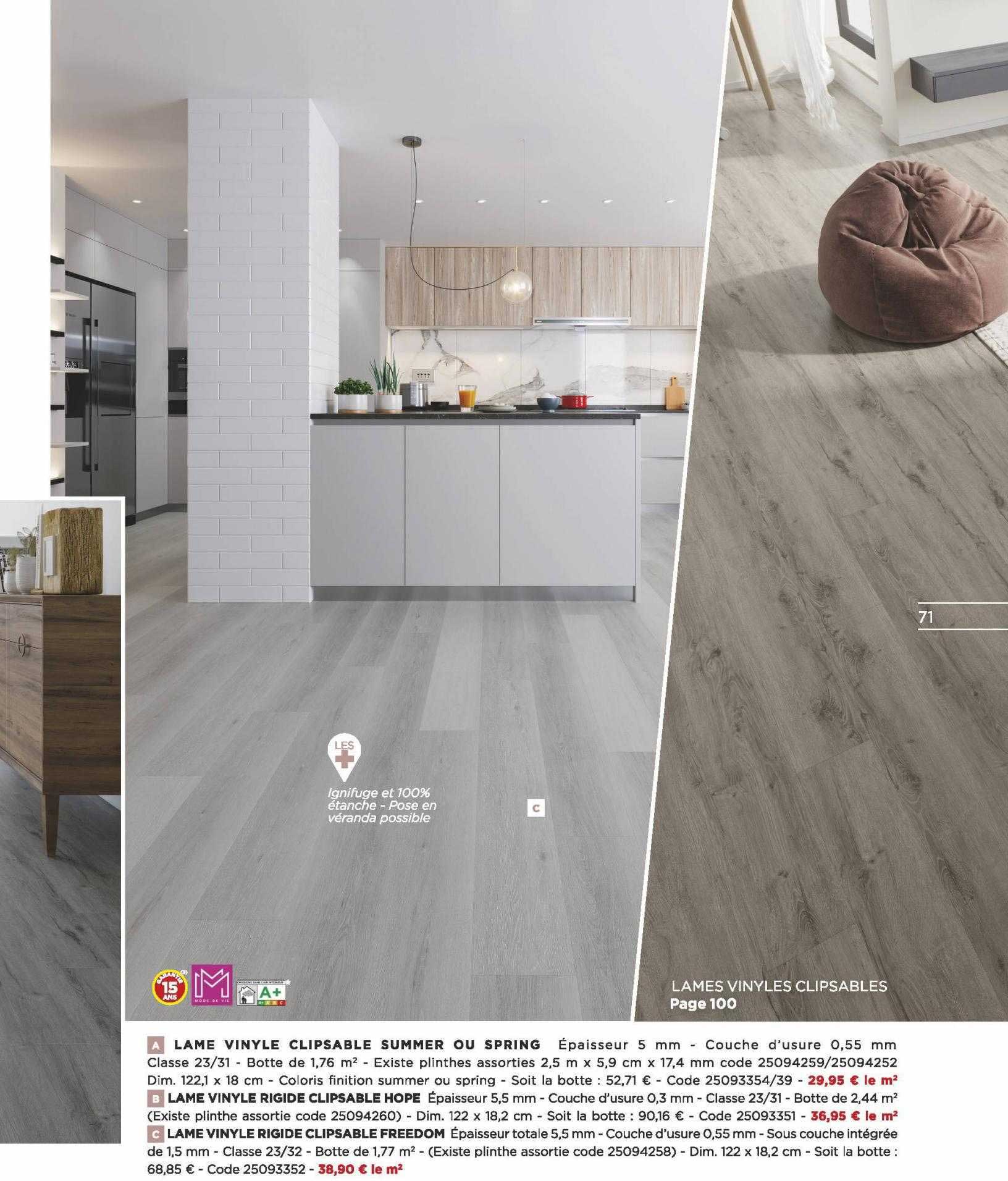 lame vinyle clipsable summer ou spring, lame vinyle rigide clipsable hope, lame vinyle rigide clipsable freedon