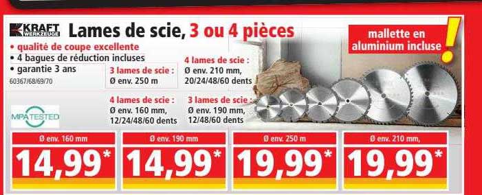 lames de scie, 3 ou 4 pièces kraft werkzeuge