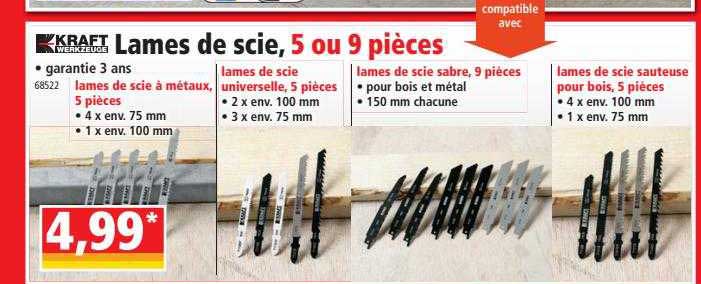 lames de scie, 5 ou 9 pièces kraft werkzeuge